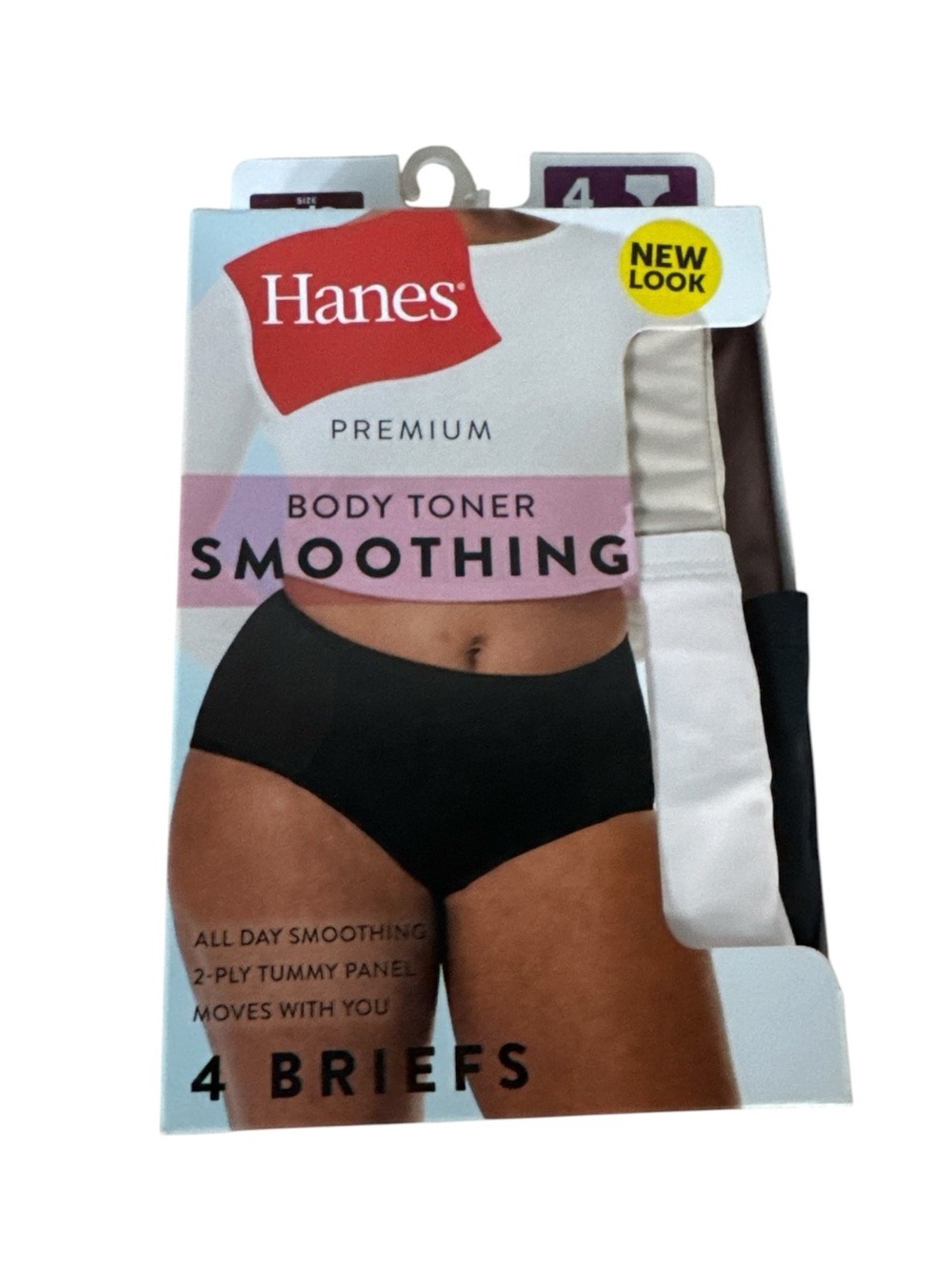 Hanes Women’s Body Toner Smoothing Briefs – Black, White, Brown, Cream (4 Pack)